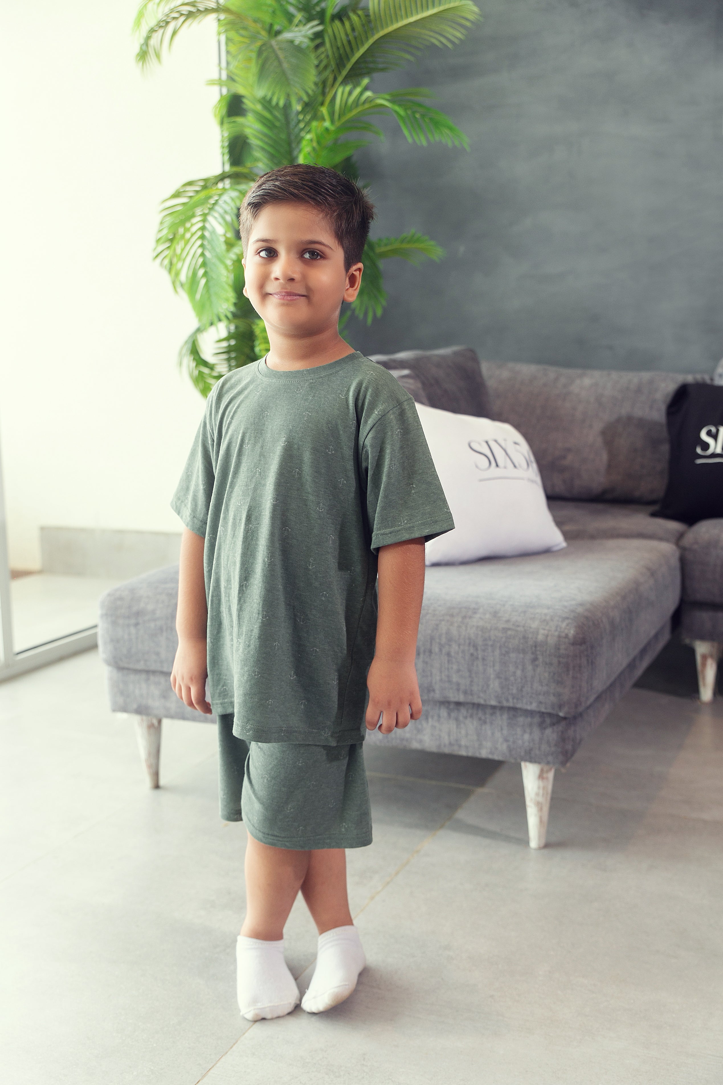 Sea Spray Anchor Shorts Set - Boys